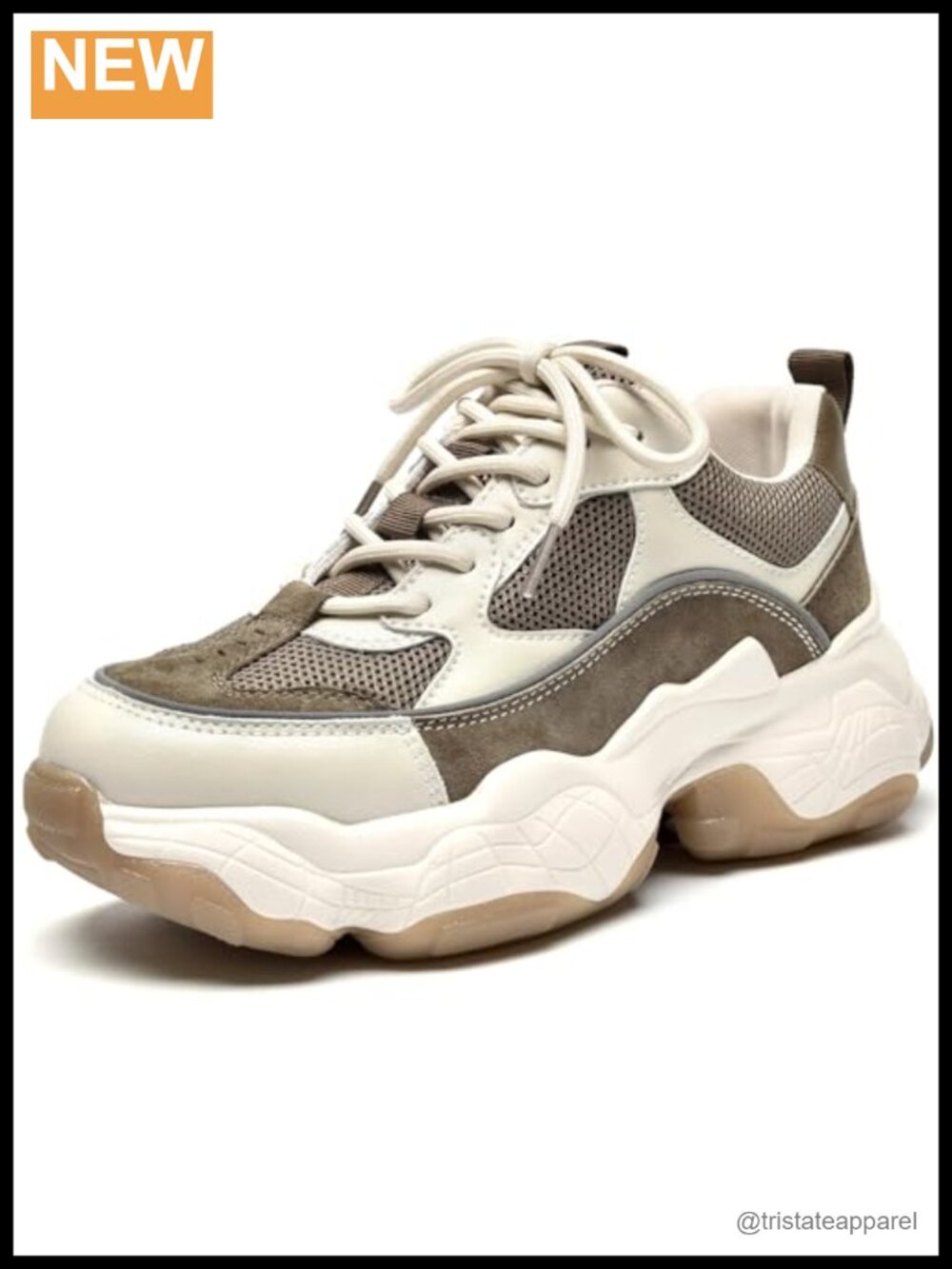 Women's Chunky Platform Sneakers Pig Suede Leather Mesh Lace Up Dad Shoes